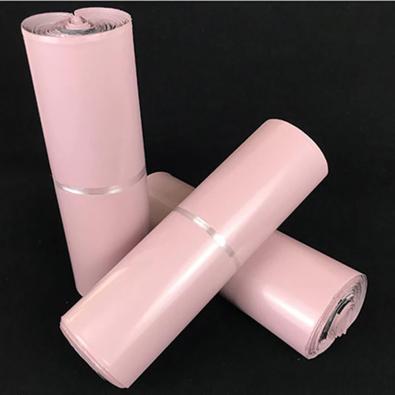 

100Pcs Light Pink Plastic Courier Bag Self Sealing Adhesive Express Bags Thicken Poly Mailers for Gift Postal Mailing Envelopes