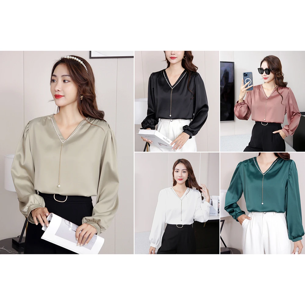 YOMING Hot Sale Women Casual Solid Color Shirt Single-breasted Ladies Tops Blouse images - 6