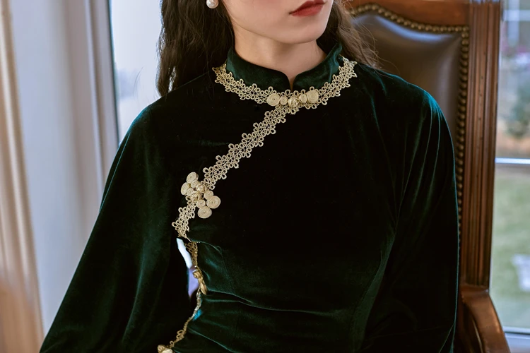 Женское винтажное бархатное платье Cheongsam SWEETXUE облегающие вечерние платья с