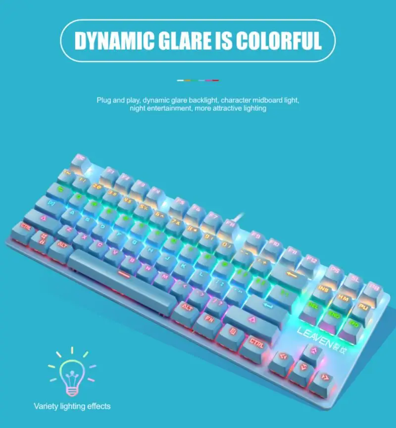 

Crack K550 Punk Mechanical Keyboard 87-Key Green Axis Game Competitive Office Notebook Professional Gaming Accessories