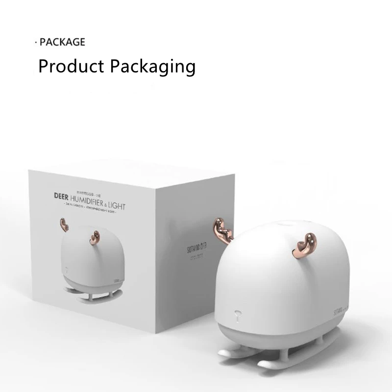 

260ML Sleigh Deer Shape For Home Air Humidifier Cute Mini Air Freshener Auto USB Desktop With LED Night Lamp Humidificador