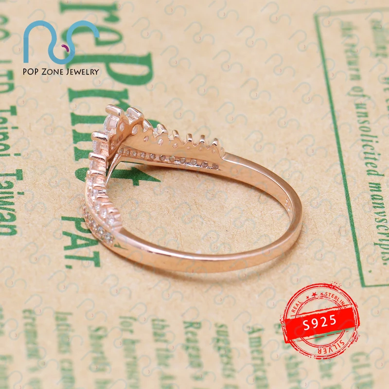 

S925 Sterling Silver Rings Brand Original Pan Princess Wishbone Crown Ring Charm Luxury Fashion Women Ring Jewelry