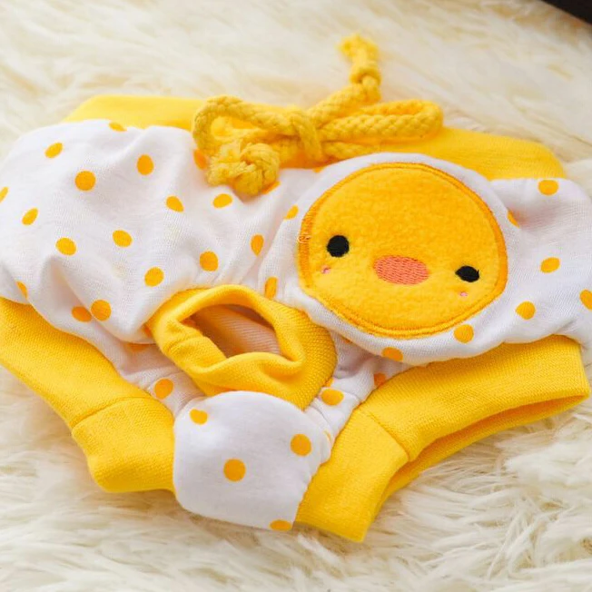 yellow duck Fenice маленькие милые собачий санитарный брюки для питомцев нижнее белье гигиенические штаны короткие хлопчатобумажные физиологические трусики для животных полосатые подгузники нижнее белье - Цвет: yellow duck