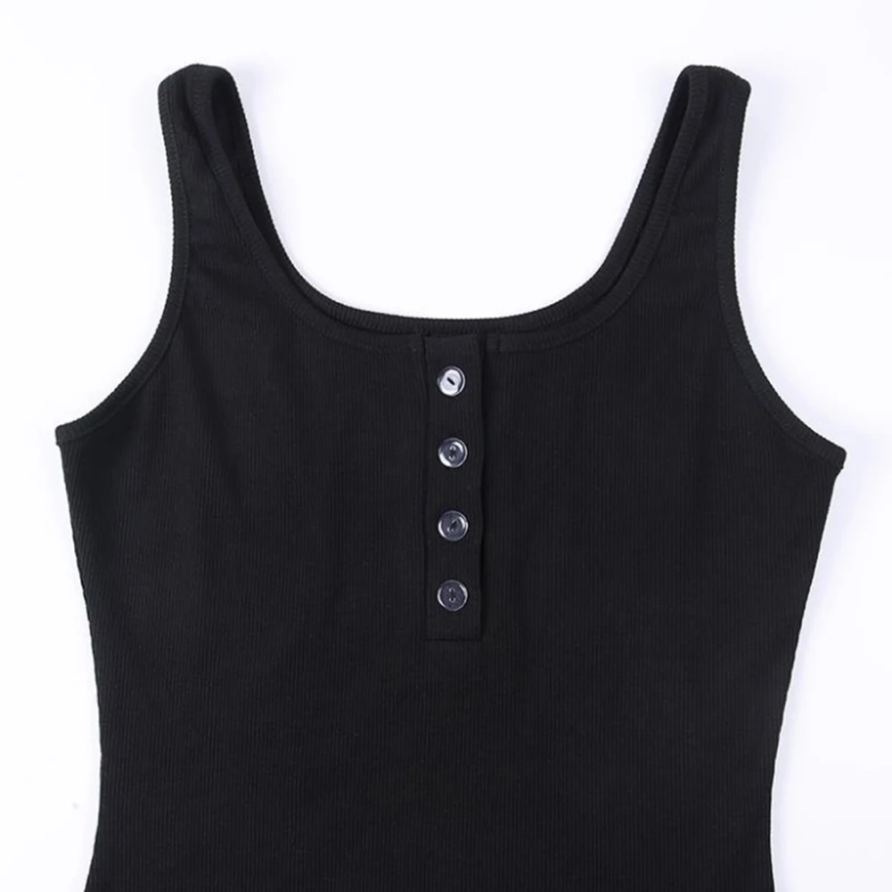 

2020 Sexy Summer Women Solid Color Slim Fit U Neck Sleeveless Bodycon Knee-Length Dress