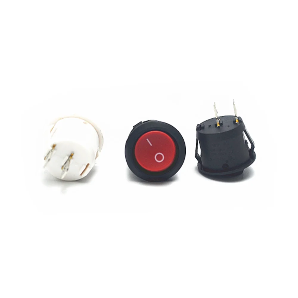 

10pcs Red Black White ON/OFF Round Rocker Toggle Switch 6A/250VAC 10A 125VAC Plastic Push Button Switch