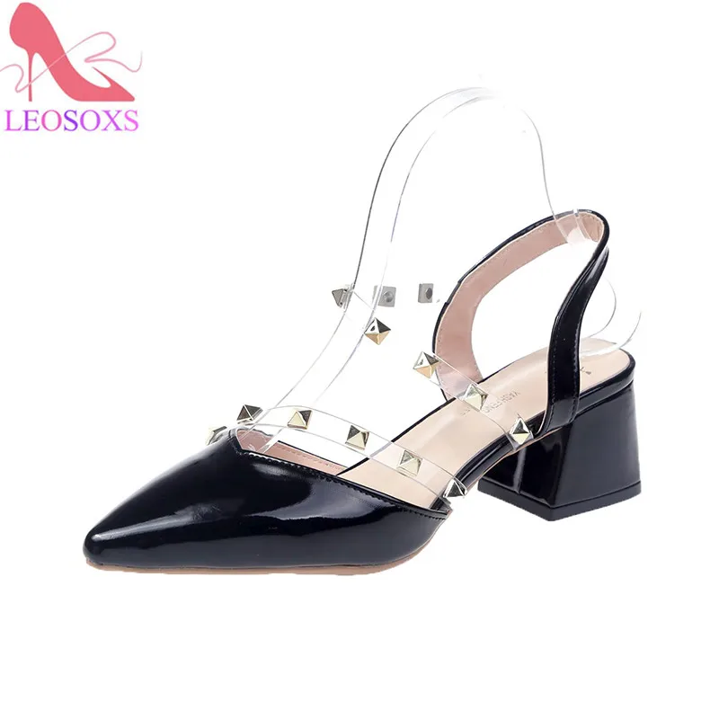 

2020 Summer Sandals Pumps Women's Shoes Summer Fashion Female Sandals Rivet Metal Decoration Pu Leather Style