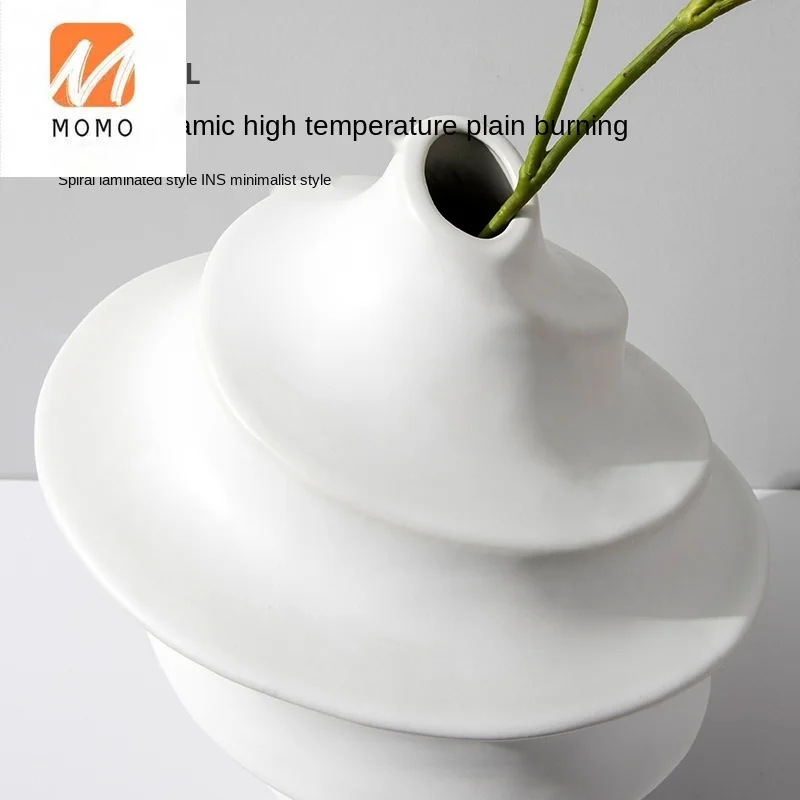 

Minimalist Special-Shaped Spiral Ceramic Vase Decoration Flower Container Living Room Sample Room Sales Office Home Decoration