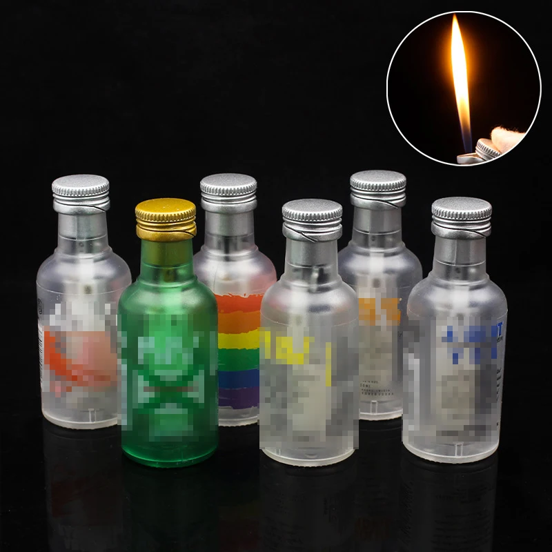 

12pcs/lot Funny Lighter Bottle Shaped Fashion Butane Gas Refillable Lighters For Cigarette Home Decorative