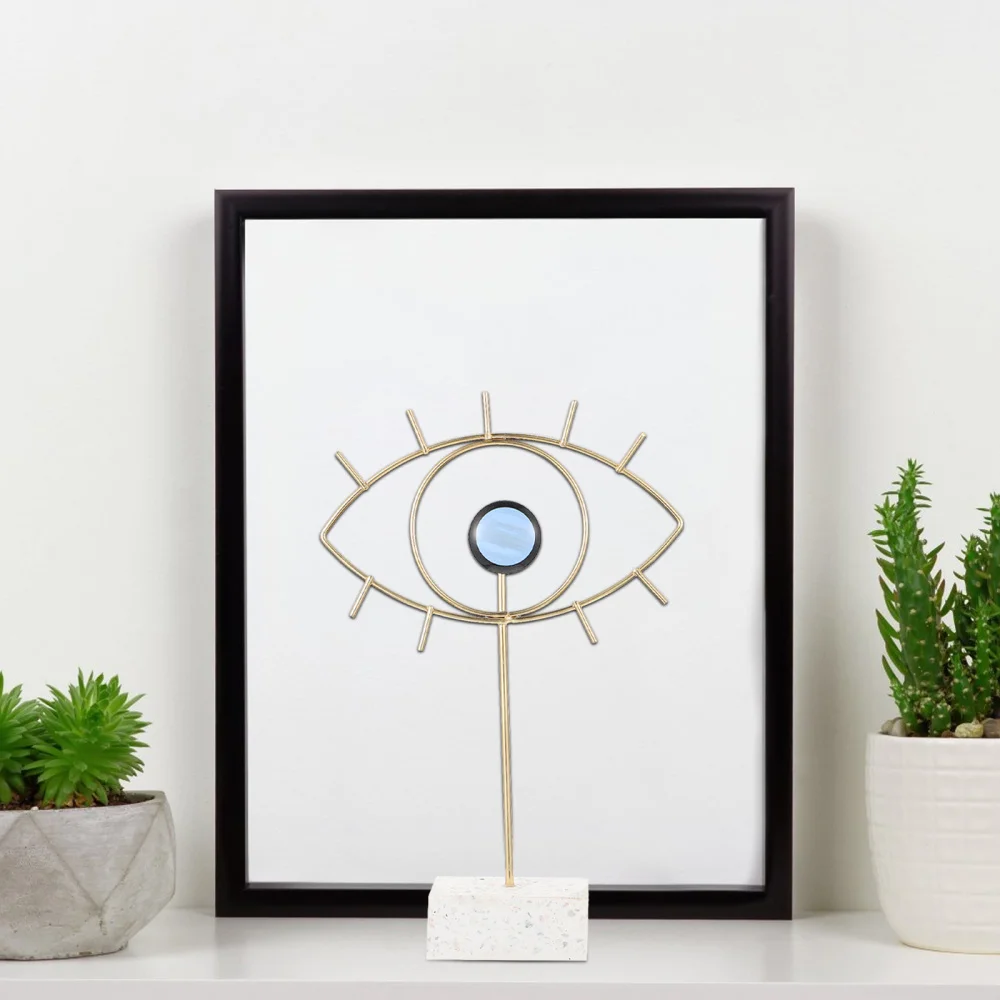 

1Pc Eye Shaped Ironwork Adornment Household Furnishing Tabletop Ornament Gift
