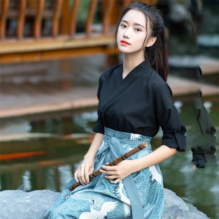 Кимоно женское хаори в японском стиле каваи для девочек журавль Сакура юката