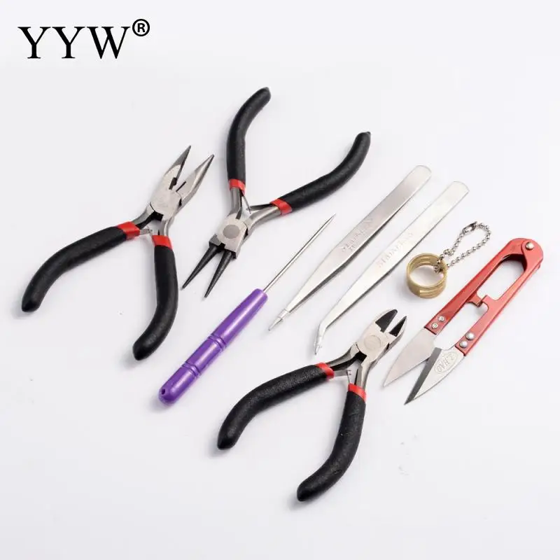 

Jewelry Making Diy Tools Pliers Set Equipments Flat Round Nose Pliers Wire Cutter Pliers Rings Scissor Needles Beading Tweezer