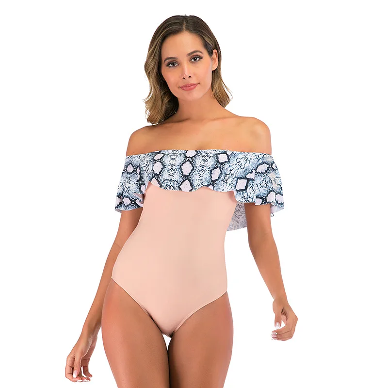 Новый сексуальный Одноцветный купальный костюм с открытыми плечами Женский