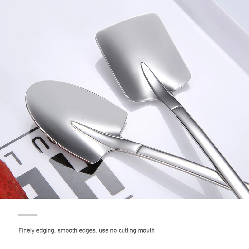 

2pcs Food Grade Stainless Steel Coffee Spoons Retro Long Small Soil Shovel Shape Scoops Tools Kitchen Gadget DNJ998