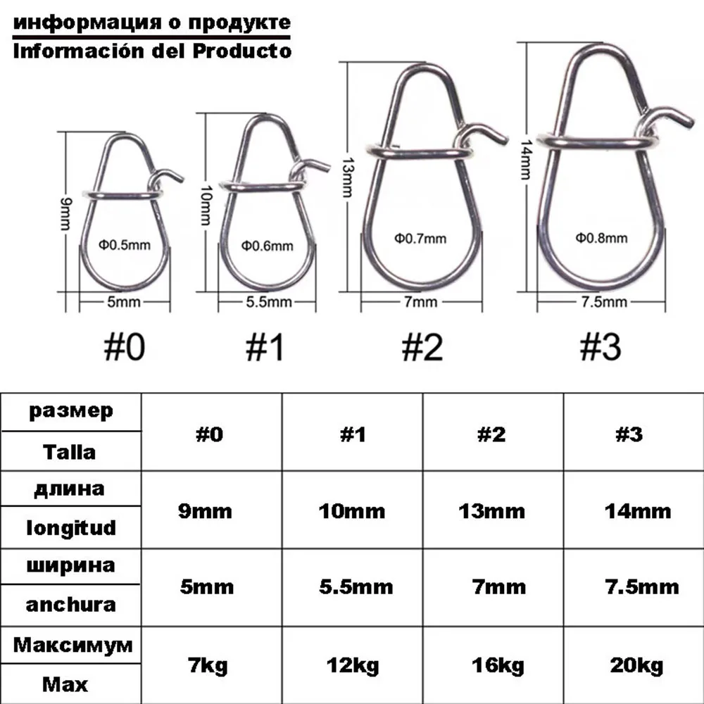 30 or 50 or 100 pcs Stainless Steel Fishing Snaps Fast lock Clips Safety Connector Accessories Tackle For Lures Hooks Clips