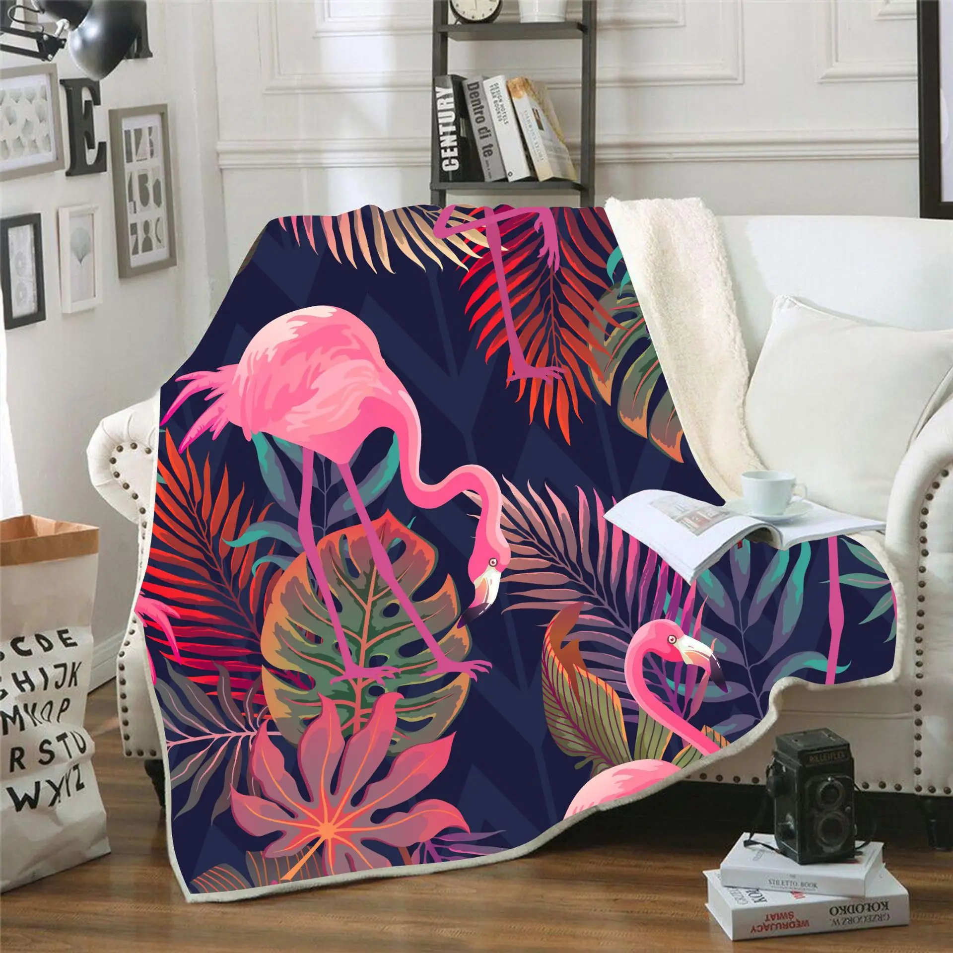 

Flamingo 3D Printed Sherpa Blanket Couch Quilt Cover Travel Bedding Velvet Plush Throw Fleece Blanket Bedspread FO2