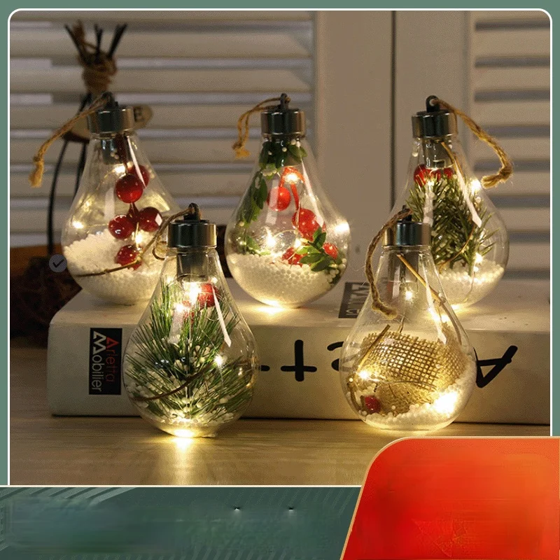 

LED Transparent Christmas Ball Christmas Decorations Creative Simulation Light Bulb Christmas Tree Decoration Pendant Plastic