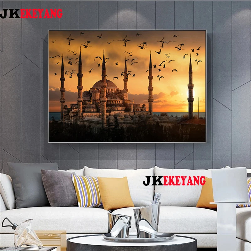 

Алмазная 5d-картина «сделай сам», Исламская архитектура, Алмазная мозаика, распродажа стразы, вышивка крестиком Y3984