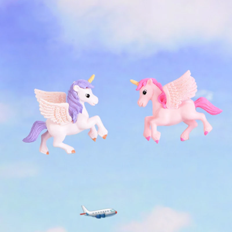 Миниатюрный 2 шт Lover Pony Pegasus Единорог пластиковый ремесленный Декор Аксессуары