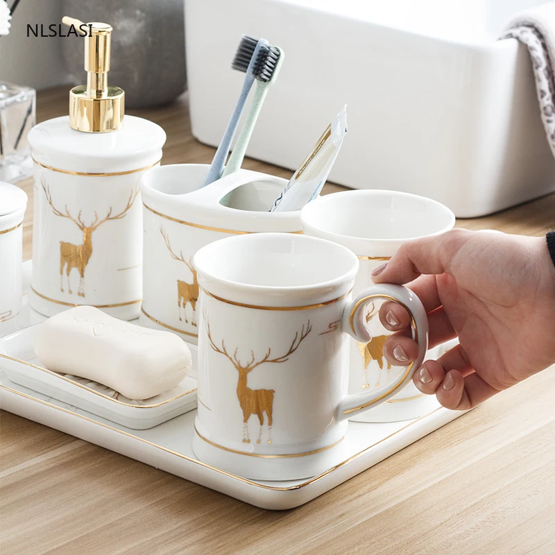 Светильник роскошный керамический комплект для ванной комнаты из 5 предметов в