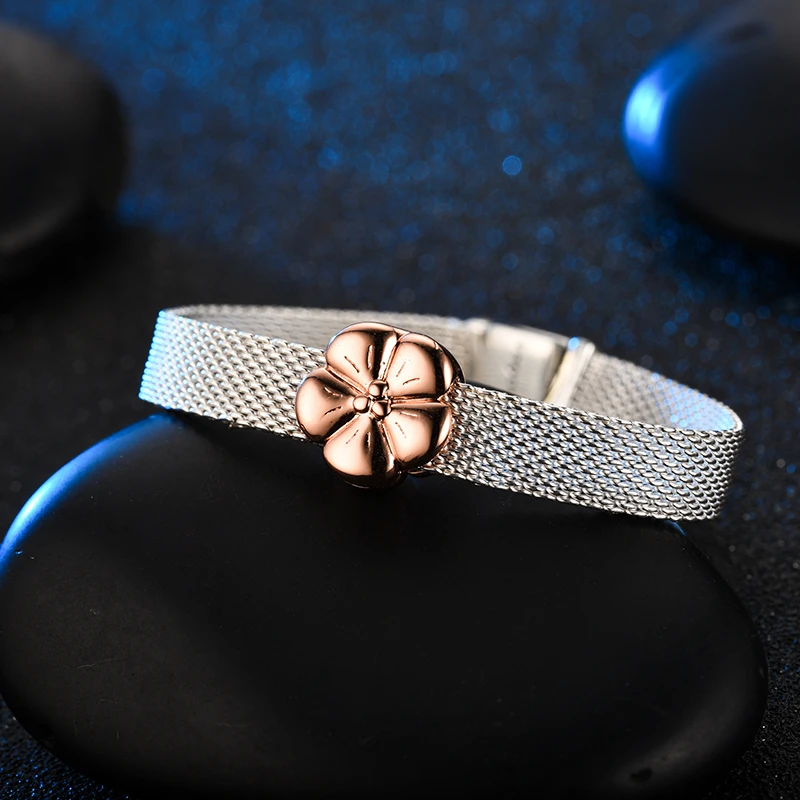 DEVOLOVE Новые 100% стерлингового серебра 925 рефлексы цветок очаровательные клипсы