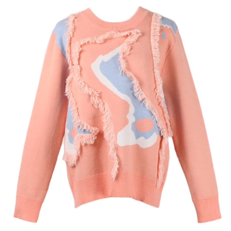 2019 осенний и зимний новый свитер женский модный простой контрастный цвет