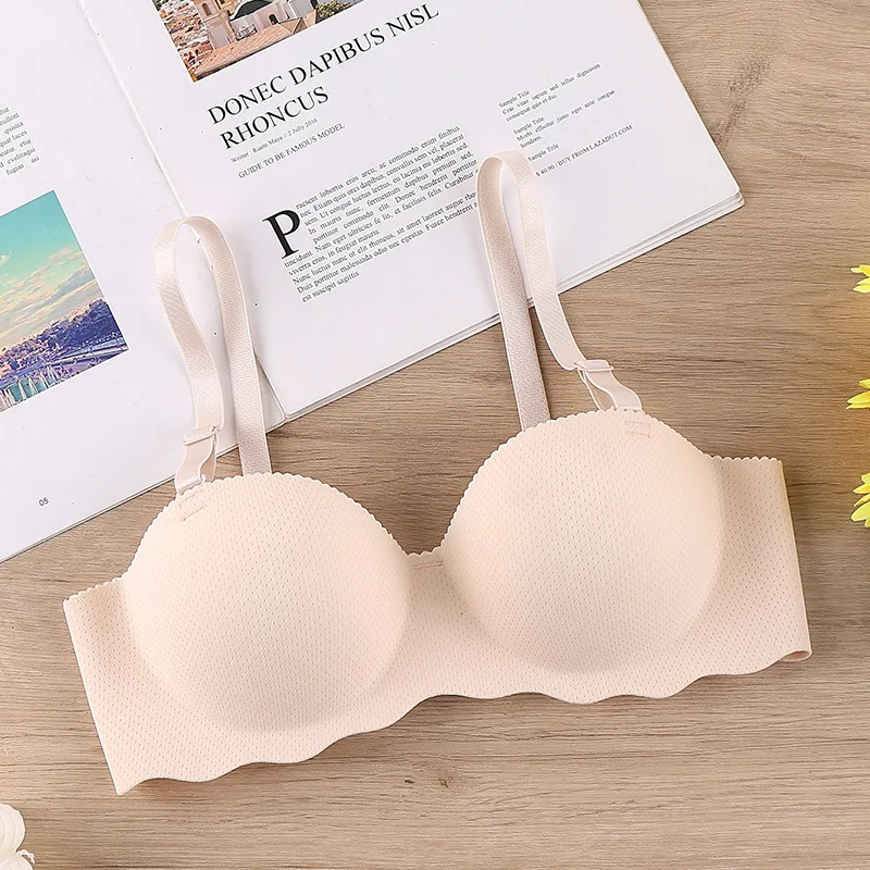 

Seamless Bra Gather Women Half Cup Lingerie Sexy Non-Padded Push Up Bra Underwear Brassiere AB Cup Bras Wireless Tops