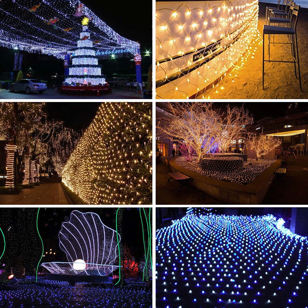 

LED Net light 1.5x1.5M 3x2M 6x4M LED Mesh Fairy String Light Garland Window Curtain Christmas Wedding Party Holiday Fairy Light