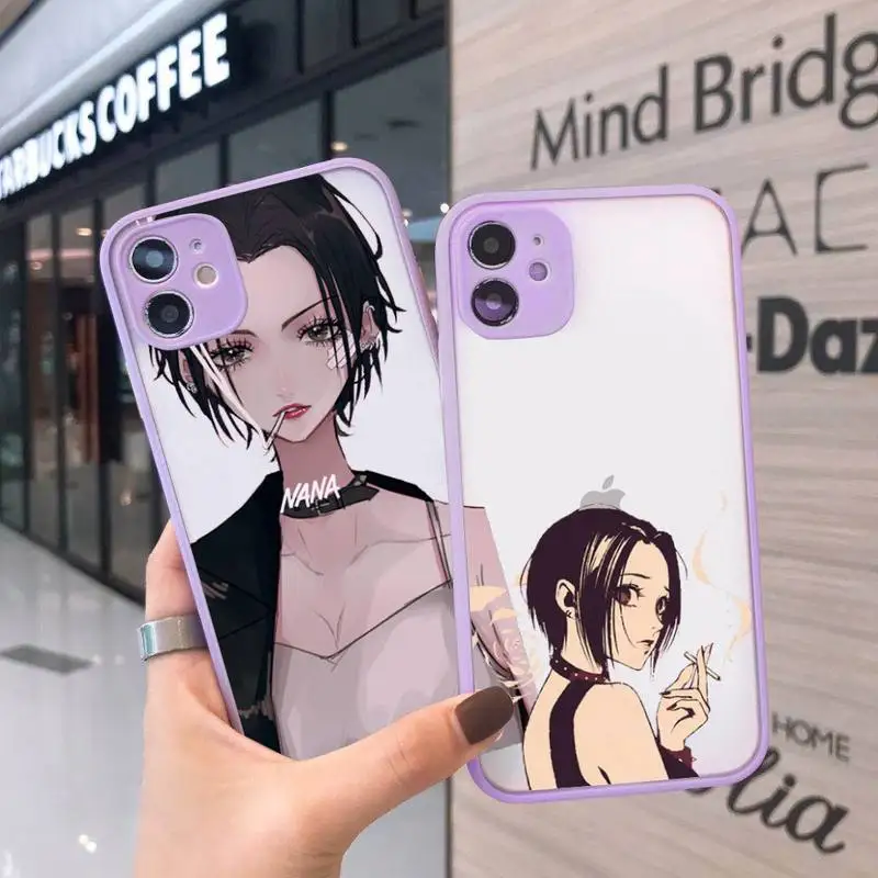 

Oosaki Nana Phone Case For iPhone 12 11 Mini Pro XR XS Max 7 8 Plus X Matte transparent Purple Back Cover