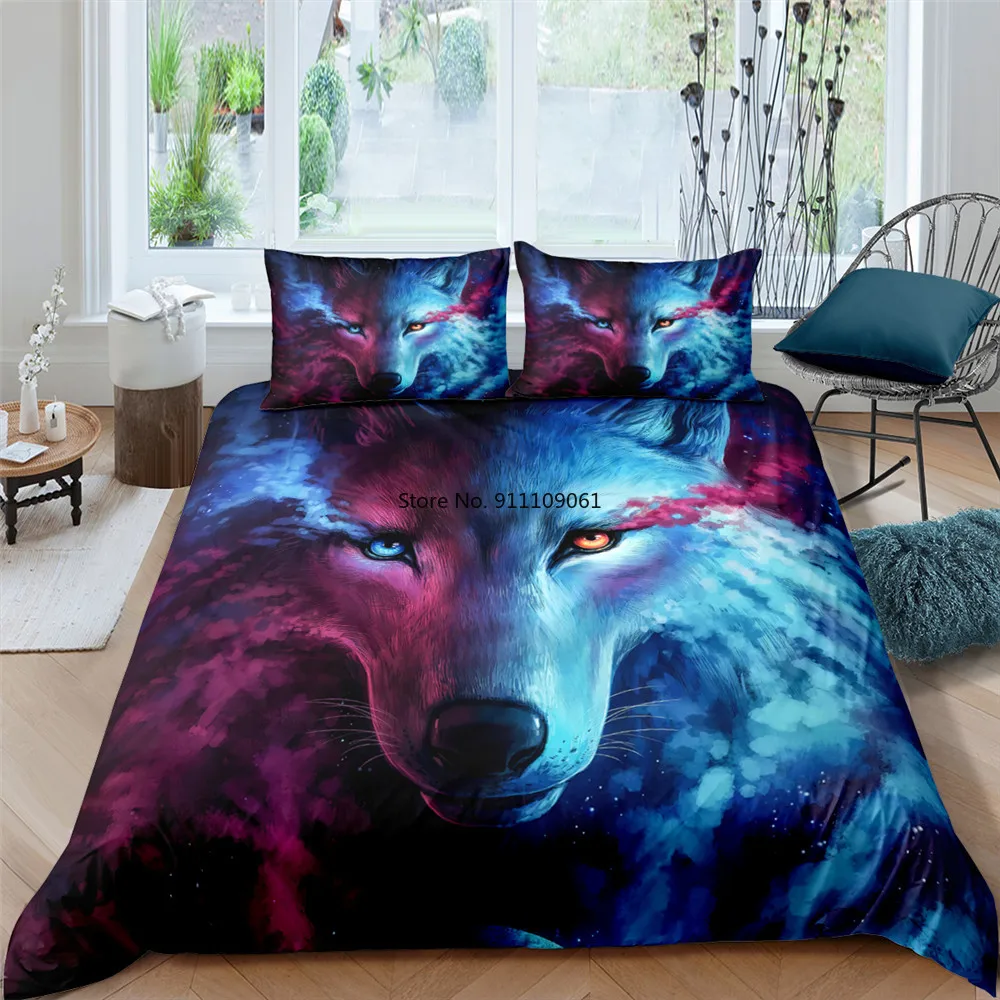 

3D Wolf Bedding Set Animal Printed Single Double Duvet Quilt Cover Set Twin Full Queen King Size for Quilt Covers Sets 2-3pcs