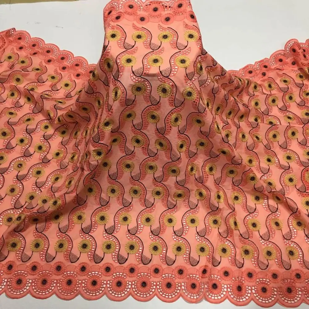100% cotton swiss lace fabric high quality embroidery nigerian african with stones for women dress 5yards | Дом и сад