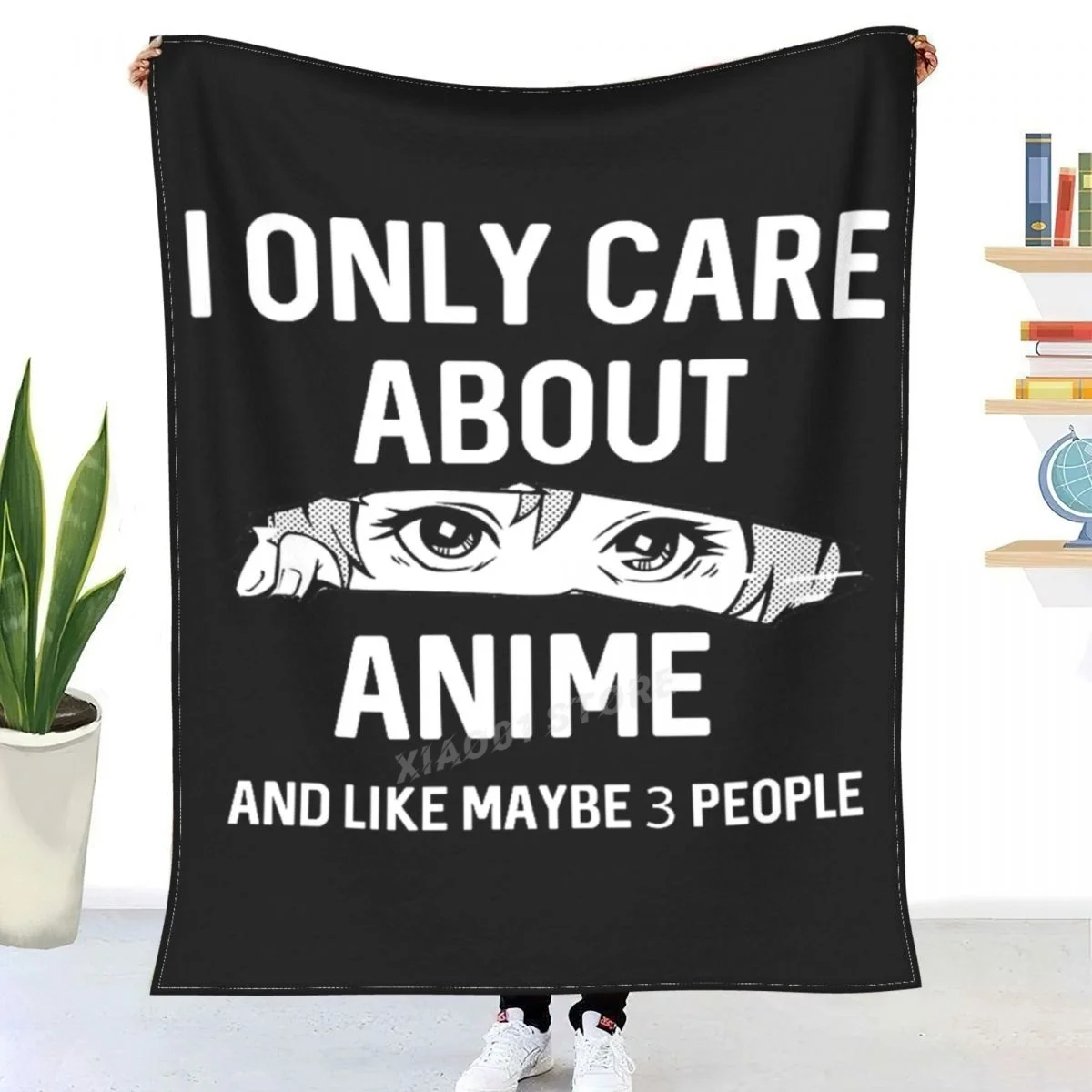 

Anime Lovers T-shirt I Only Care About Anime And Like Maybe 3 People Throw Blanket Sherpa Blanket Bedding soft Blankets