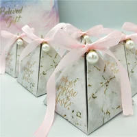 marble triangle wedding candy box new creative pyramid gift box romantic wedding party supplies customized packaging boxes
