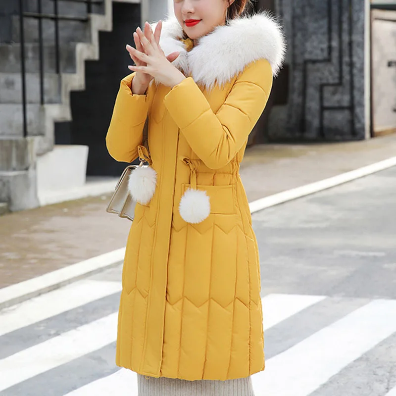 Зимние женские куртки хлопковые черные длинные пальто с капюшоном парки 2020 срез