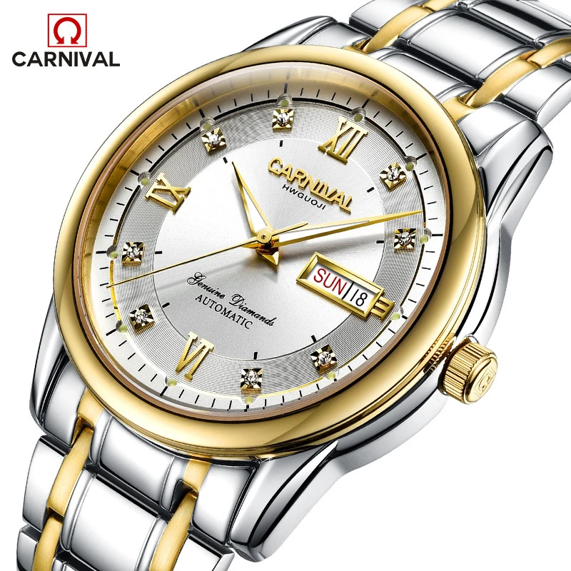 CARNIVAL Men's Watches Mechanical Watch for Men Luxury Automatic Watch Men Stainless Steel 30M Waterproof Luminous Reloj Hombre