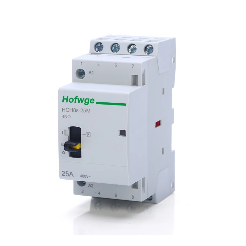 HCH8s-25M 4P 16A 20A 25A 24V 110V 220V Din Rail бытовой модульный контактор переменного тока с ручным