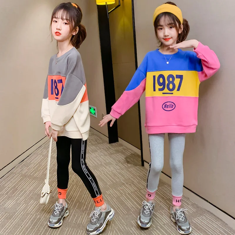 Дешевый детский костюм Модный хлопковый комплект из двух предметов с круглым