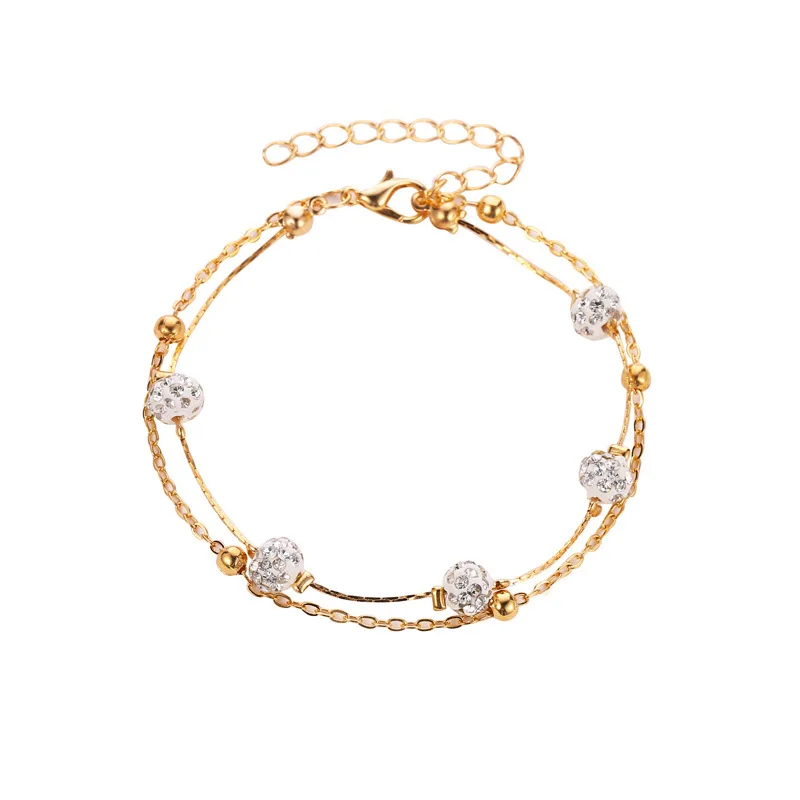 

Simple Gold Gold Color Rhinestone Anklets For Women Link Chain Beads Anklet Bracelet on Leg Beach Holiday Foot Anklets Jewelry