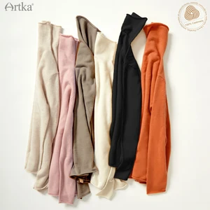 Женский трикотажный свитер ARTKA, Черный Элегантный мягкий кашемировый свитер с высоким воротником, SC28002D, зима 2020