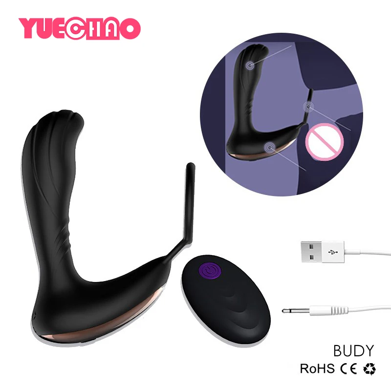 Массажер простаты с дистанционным управлением USB зарядка кольцо на пенис