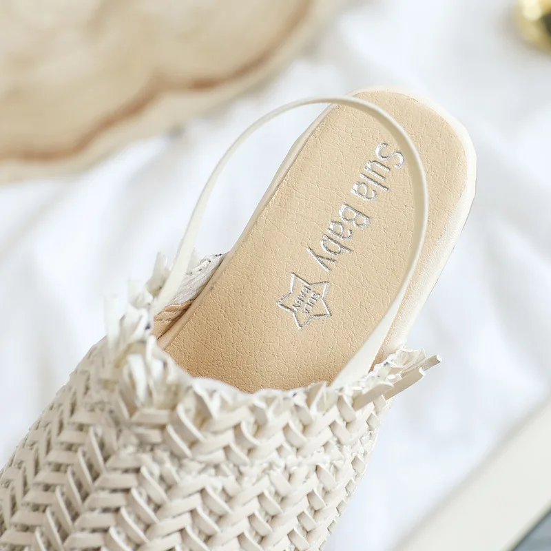 Летние детские сандалии для девочек плетеные модная пляжная обувь из