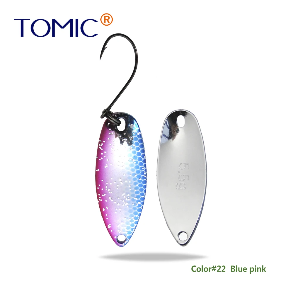 Blue Pink Tomic 2 г 3,5 г 5,5 г латунные рыболовные лезвия 1 шт. набор сверхлегкий УФ цвет металлическая приманка микро литье форель бас ложка - Цвет: Blue Pink