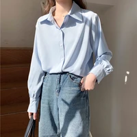 2021 new hot selling women tops korean fashion long sleeve blouse casual ladies work button up shirt female white blouse bay1043