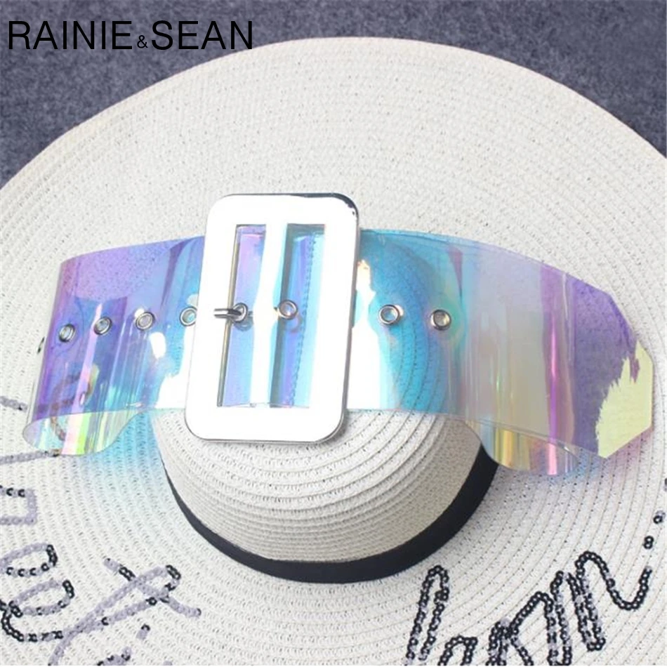 Широкие прозрачные ремни RAINIE SEAN с большой металлической пряжкой из ПВХ яркие