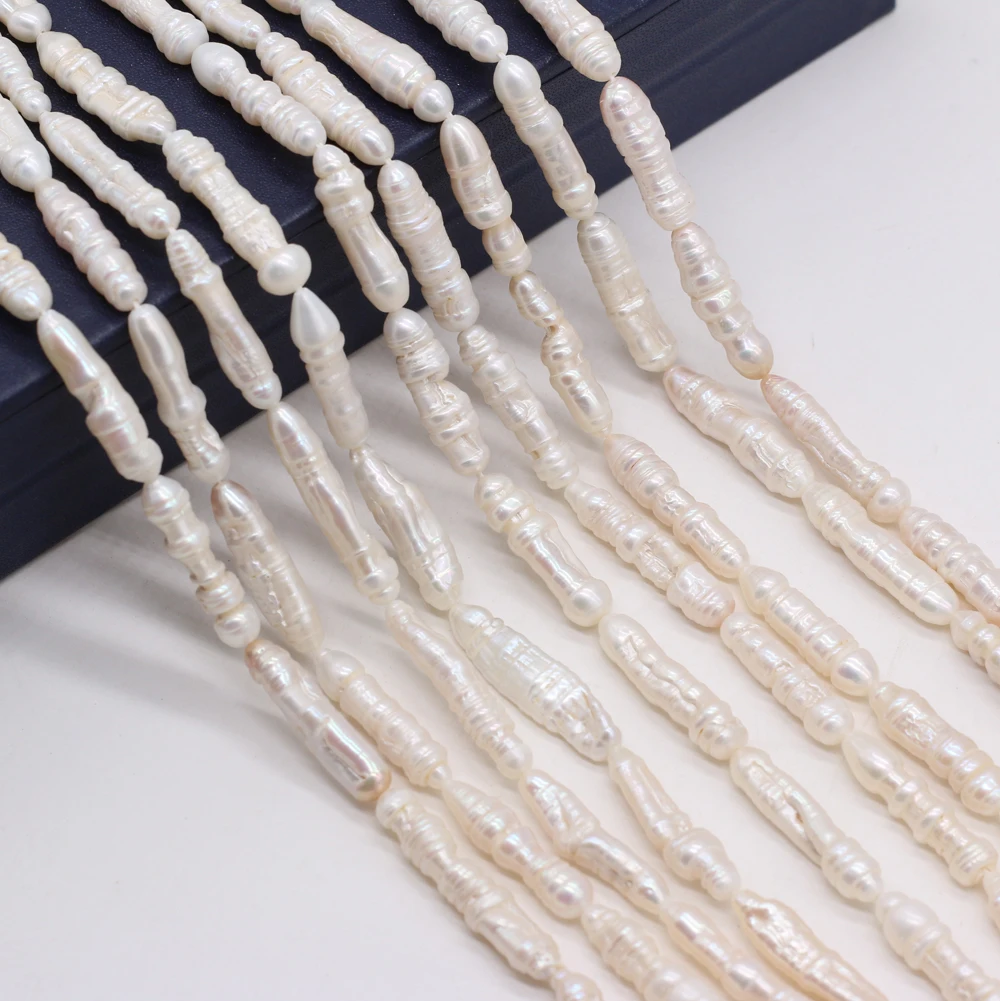Hot Sale Natural Freshwater Long White Pearl Isolation Beads For Jewelry Making Bracelet Necklace Accessory Size 6x20-7x25mm