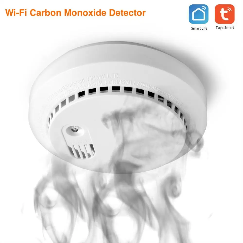 Wifi Carbon Monoxide Detector Co Smoke Sensor Smart Home Security Tuya Smart Life App Alexa Google Home IFTTT