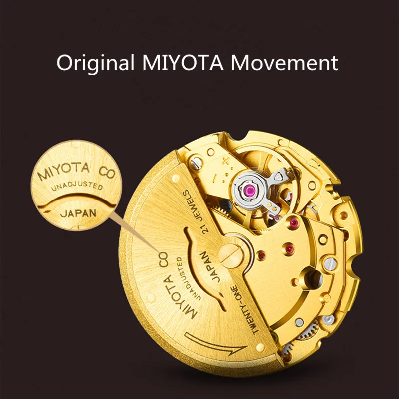 Карнавал Золотой Для мужчин кварцевые часы Japan MIYOTA Movt Автоматические наручные