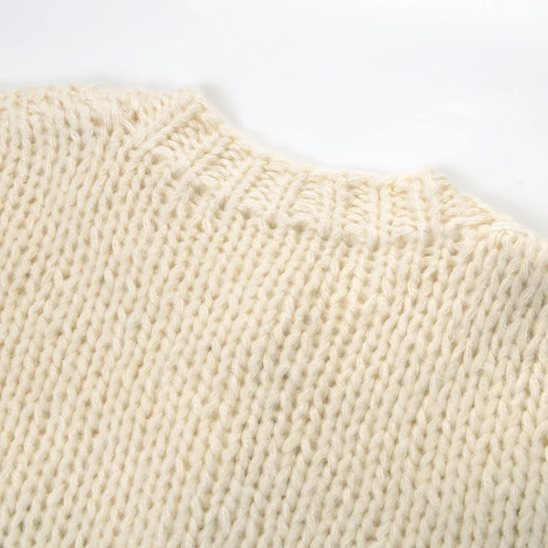 

2020 Autumn New Stereo Stitched Pattern Retro Sweater Coat Women Loose Outer Wear Sophisticated Style Coarse Yarn Cardigan