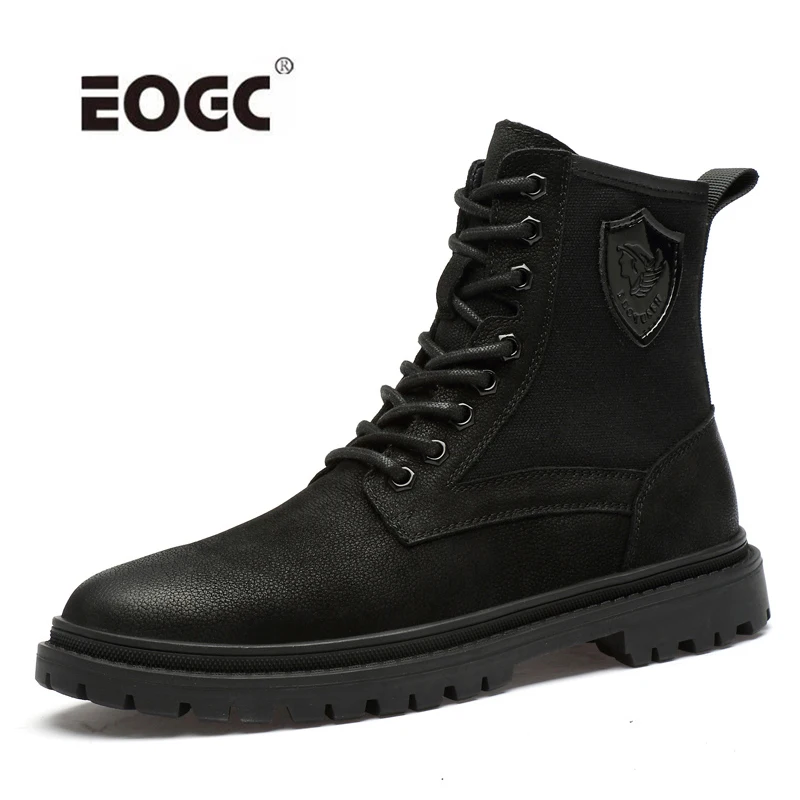 

Genuine Leather Men Boots Waterproof Vintage Ankle Snow Boots Lace Up Outdoor Men Shoes High Quality Autumn Winter Shoes Men