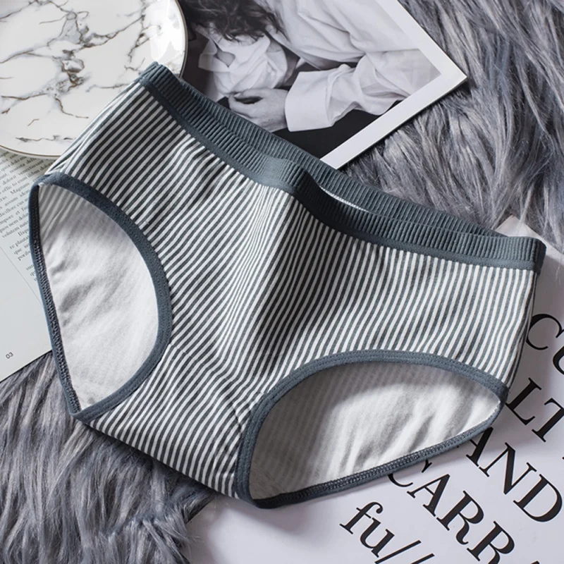 2019 женские трусики новые полосатые милые японские Трусы со средней посадкой на