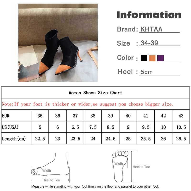 

Autumn Women Ankle Boots Woman Suede Zipper Boots Ladies Fashion Thin Heels Women's Crystal Pointed Toe Casual Female Shoes